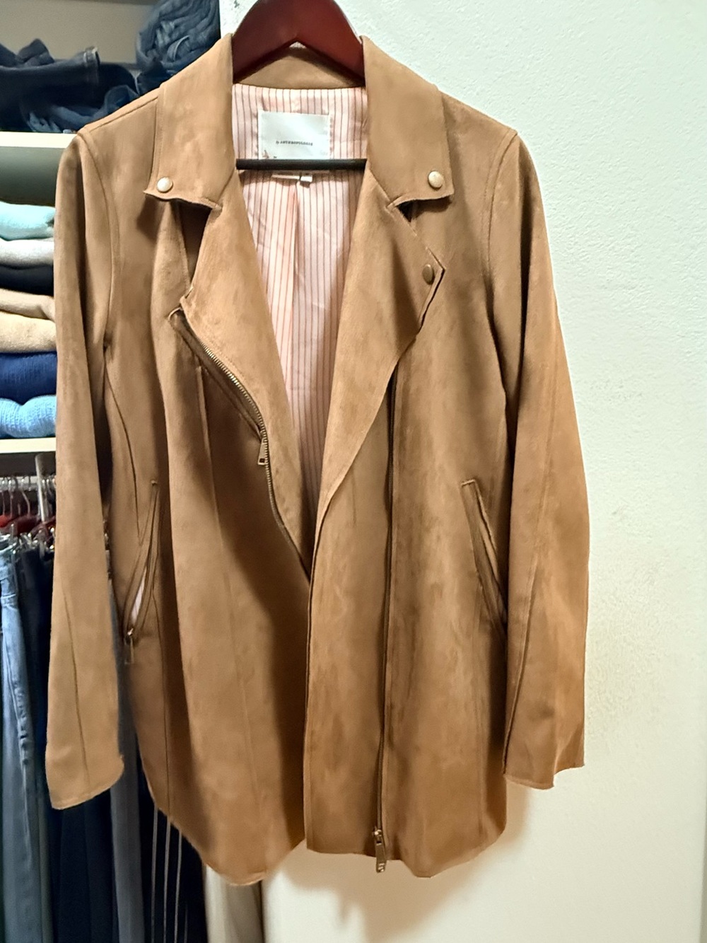 Anthropologie Tan Suede Moto Jacket